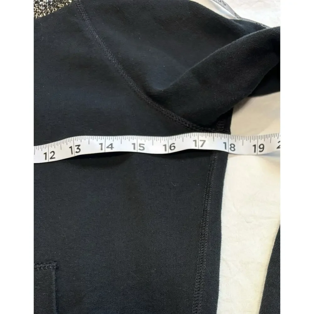 VTG Ralph Lauren Black Sequin Hooded Zip Up Sweater Y2K 00’s Grunge Indie Size S